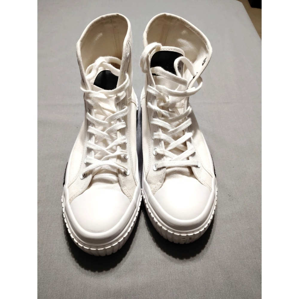 AllSaints Max Platform High Top Sneakers Men 9 Off White Canvas Preppy Athletic
